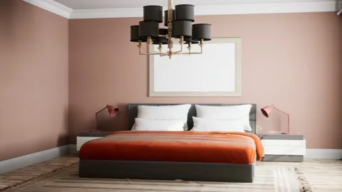 Bedroom interior. Bed. 3d illustration Stock-Footage 170277476