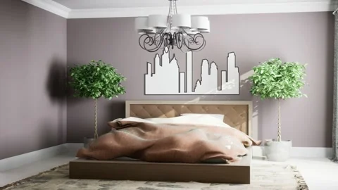 Bedroom interior. Bed. 3d illustration Stock-Footage 170277517