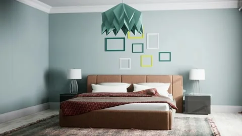 Bedroom interior. Bed. 3d illustration Stock-Footage 170277582