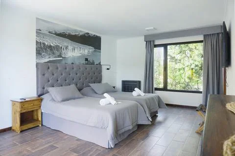 Bedroom interior with a bed Stock Photos