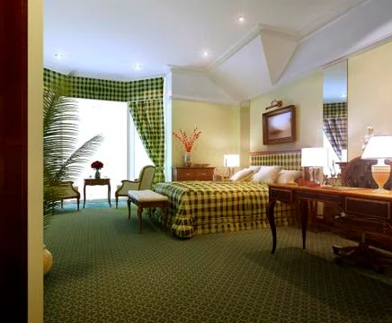Bedroom interior in classic style Stock Illustration