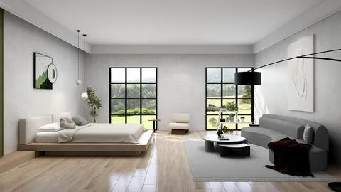 Bedroom interior design Stock Illustration