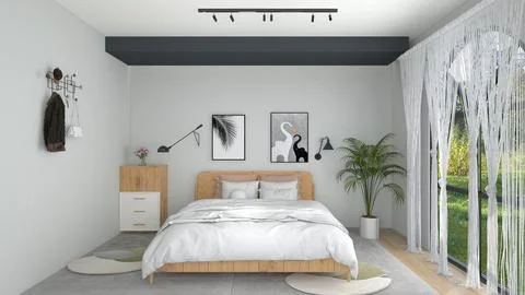 Bedroom interior design Stock Illustration