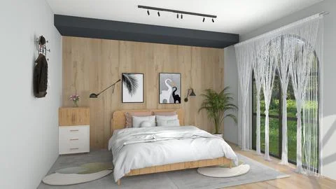 Bedroom interior design Stock Illustration