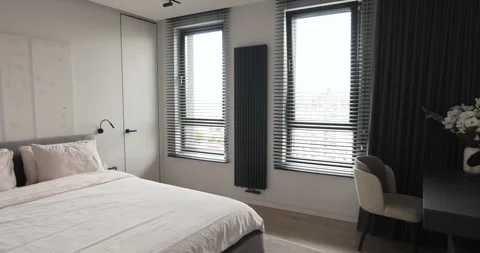 Bedroom interior design. Interior of a apartment. Stock Footage 280683209