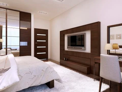 Bedroom interior high-tech style Stock Illustration