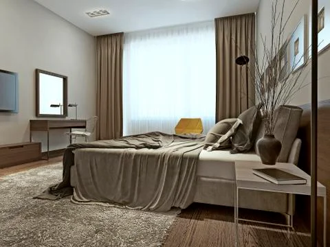 Bedroom interior high-tech style Stock Illustration