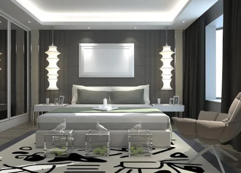 Bedroom Interior Illustration Stock Illustration