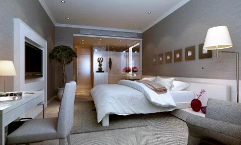 Bedroom interior, modern style Stock Illustration