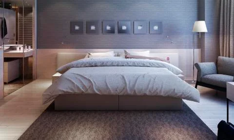 Bedroom interior, modern style Stock Illustration