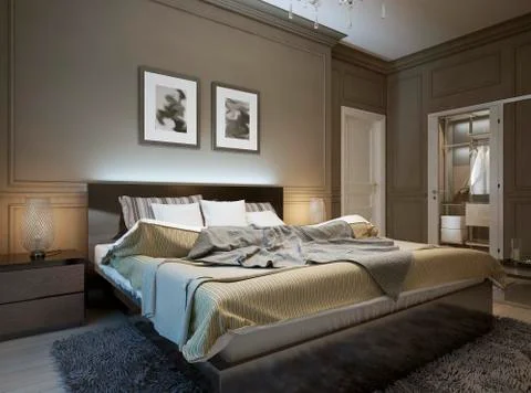 Bedroom interior in modern style Stock Illustration