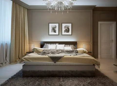 Bedroom interior in modern style Stock Illustration
