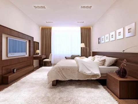Bedroom interior in techno style Stock Illustration