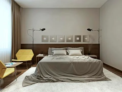 Bedroom interior techno style Stock Illustration