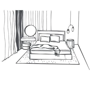 Bedroom interior. Vector illustration. Ilustración de archivo