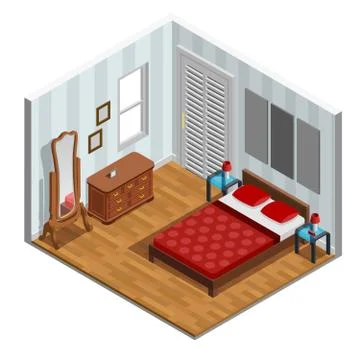 Bedroom Isometric Design Illustrazione stock