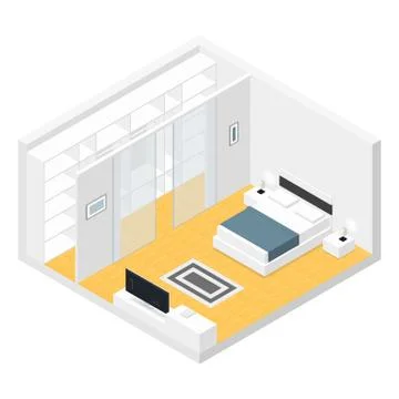 Bedroom isometric set Stock Illustration