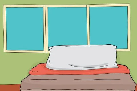 Bedroom with large windows Stock Illustration