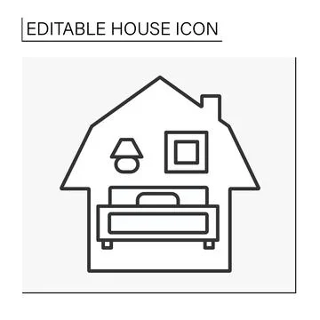 Bedroom line icon Ilustración de archivo
