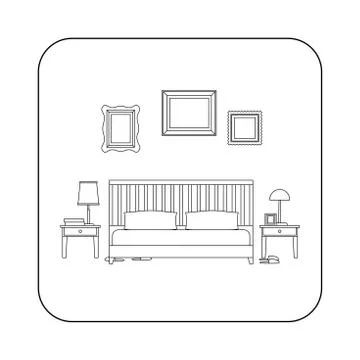 Bedroom line interior. Stock Illustration