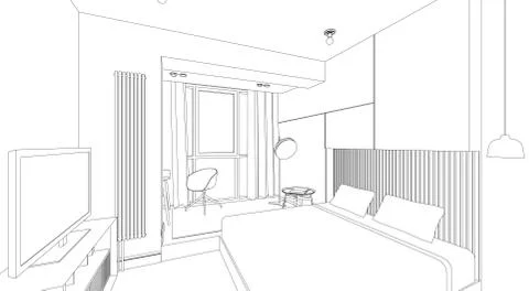 Bedroom line interior Stock Illustration