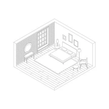 Bedroom line interior. Stock Illustration