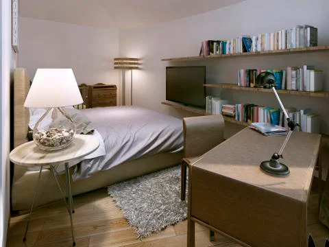 Bedroom loft style Stock Illustration