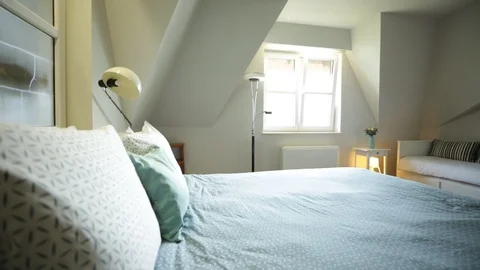 Bedroom With Lots Of Light From The Window Video stock 94348731