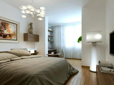 Bedroom minimalist interior Stock Illustration