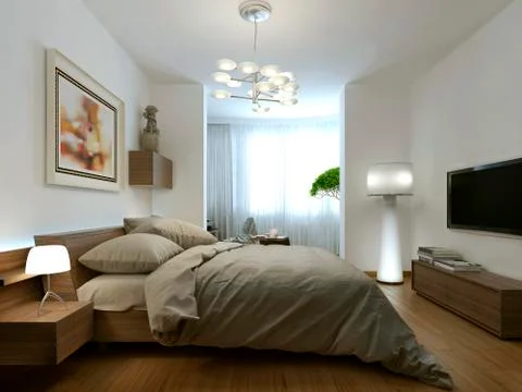 Bedroom modern interior Stock Illustration