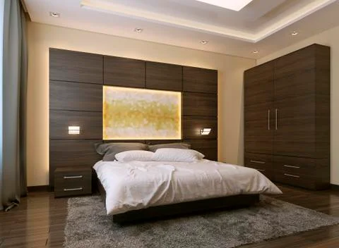 Bedroom modern style Stock Illustration