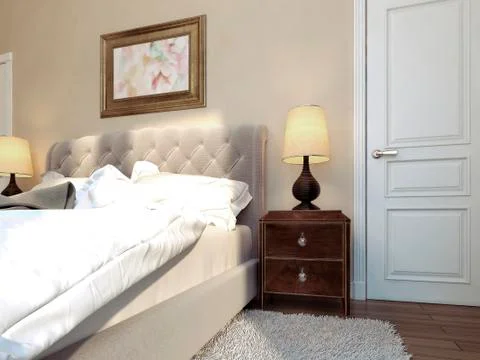 Bedroom modern style Stock Illustration