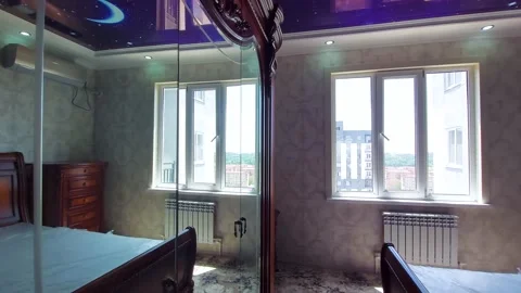 Bedroom. With the night sky on the ceiling Stock Footage 165496115