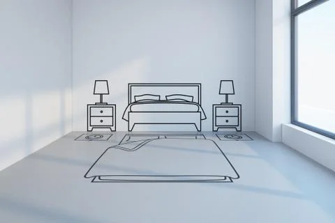 Bedroom planning design Stock Illustration