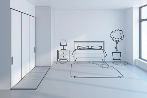 Bedroom planning design Stock Illustration