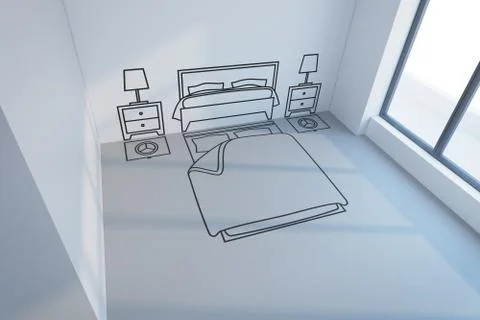 Bedroom planning design Stock Illustration