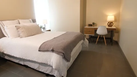 Bedroom Rise from Tile Floor Video stock 112891850