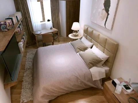 Bedroom rustic style Stock Illustration