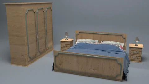 Wooden Cabinet with Four Drawers- 3D Model from CGAxis