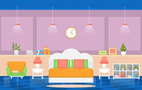 Bedroom Sleeping Room Bed Interior Design Modern House Illustration Illustrazione stock