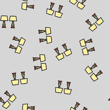 Bedroom table lamp vector seamless pattern Stock Illustration