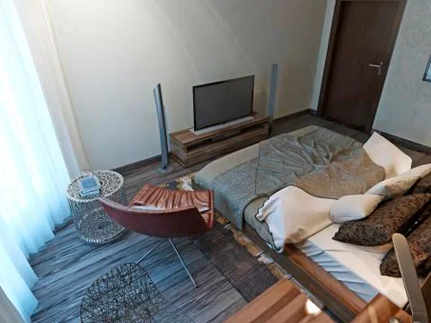 Bedroom techno style Stock Illustration