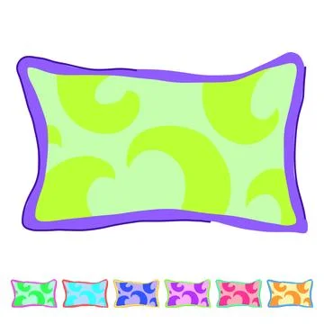 Bedroom throw pillows vector cartoon graphic イラスト素材