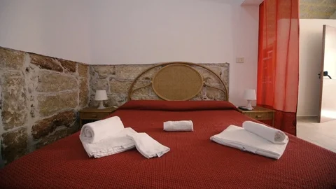 Bedroom with towels on top Stock Footage 86748768