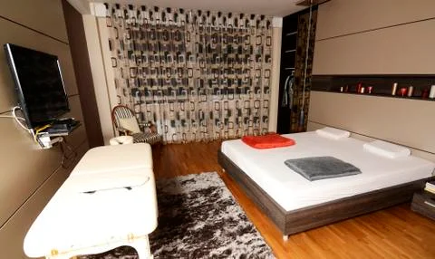 Bedroom with TV Stock Photos