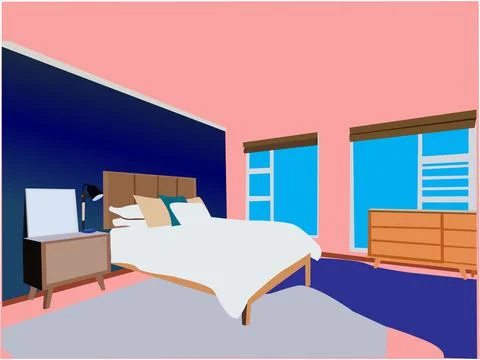 Bedroom Vector Flat Illustration Stock Illustration