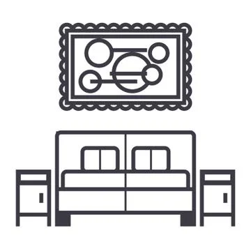 Bedroom vector line icon, sign, illustration on background, editable strokes Ilustración de archivo