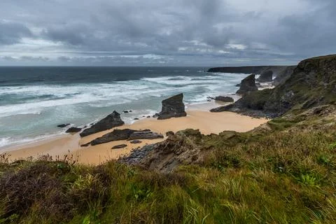 Bedruthan steps Cornwall Stock Photos