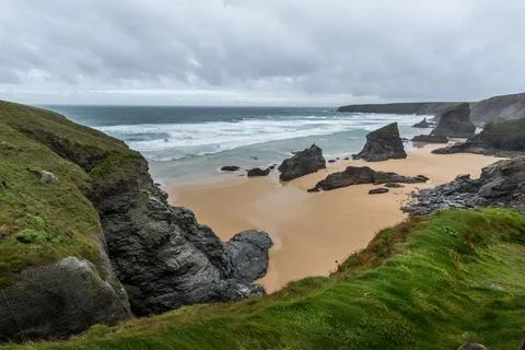 Bedruthan steps Cornwall Stock Photos