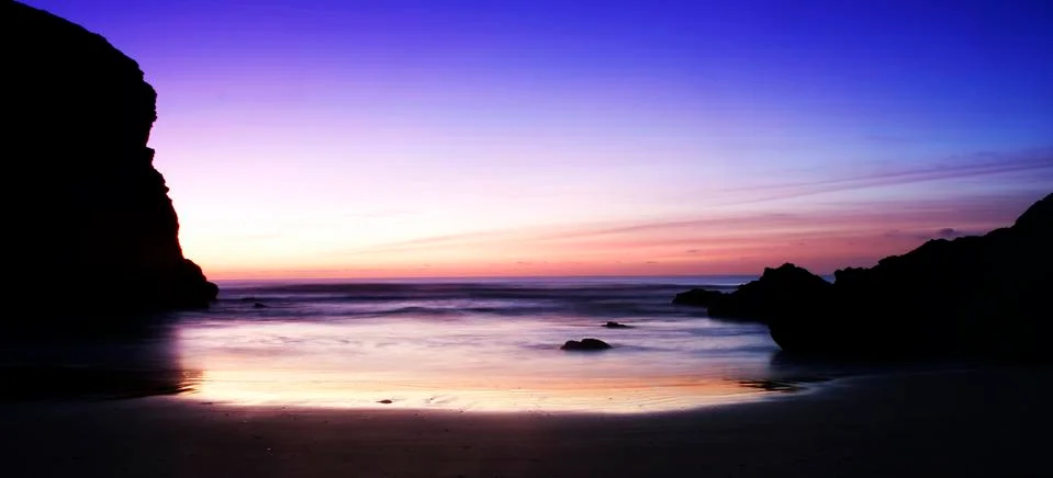 Bedruthan steps, cornwall, at sunset Stock Photos